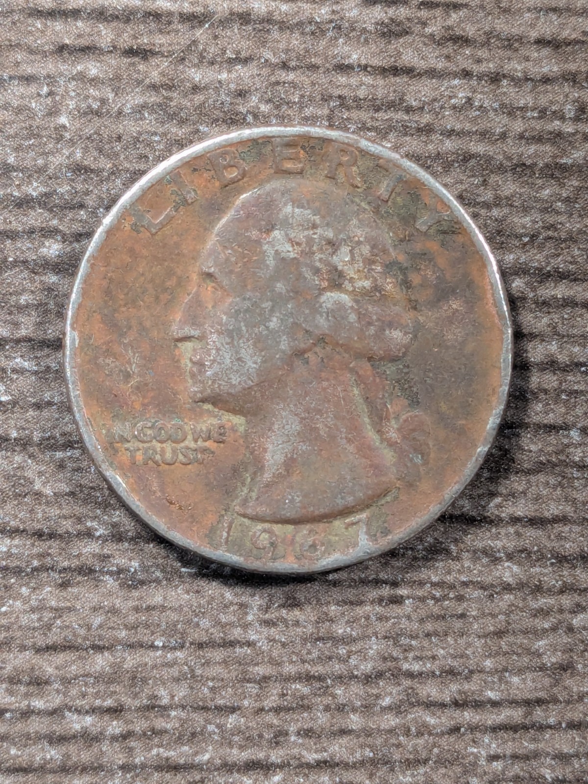 1967-P Washington Quarter Improperly Annealed Planchet Error