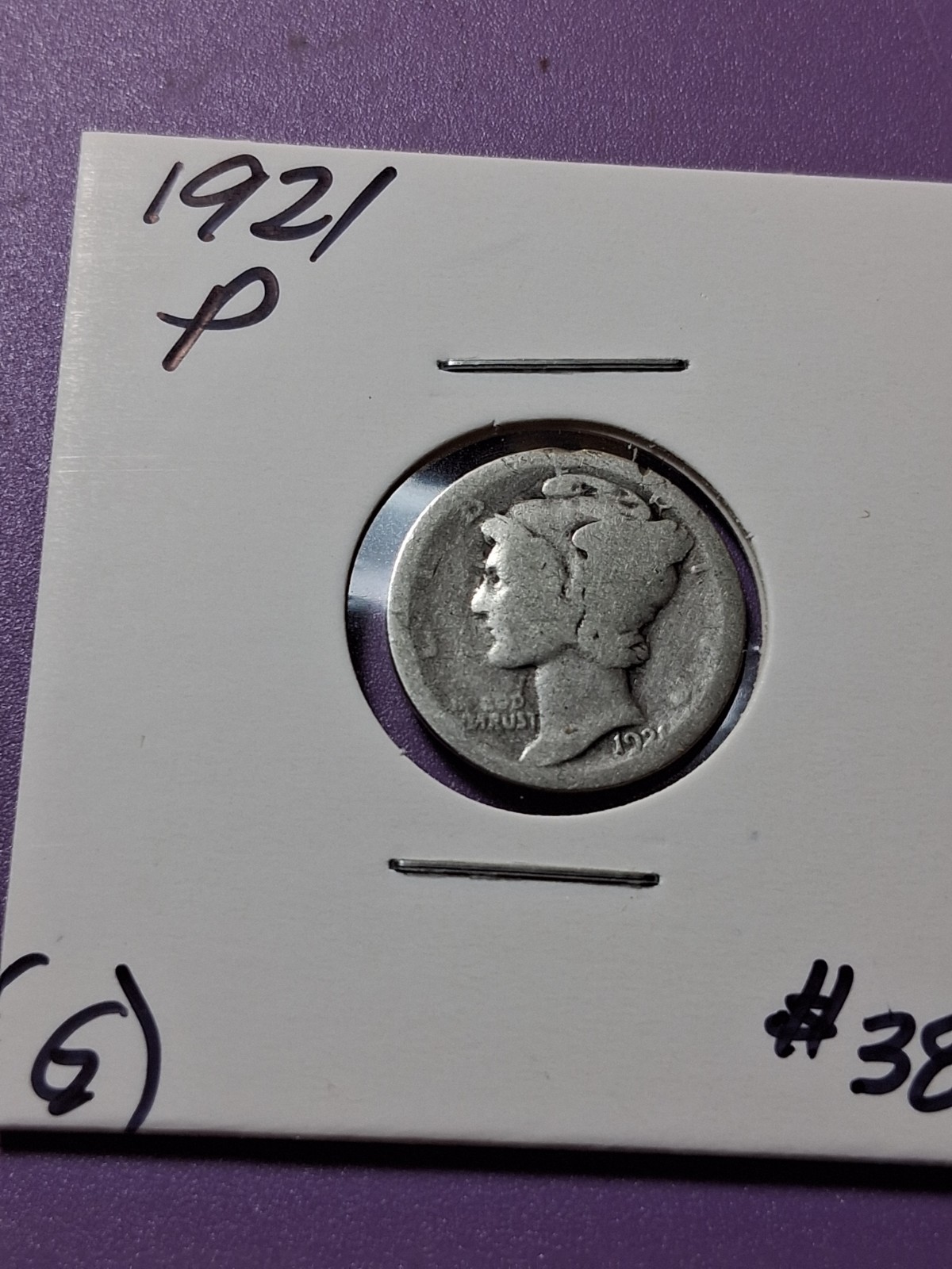 1921-P MERCURY DIME. GOOD CONDITION. KEY Date