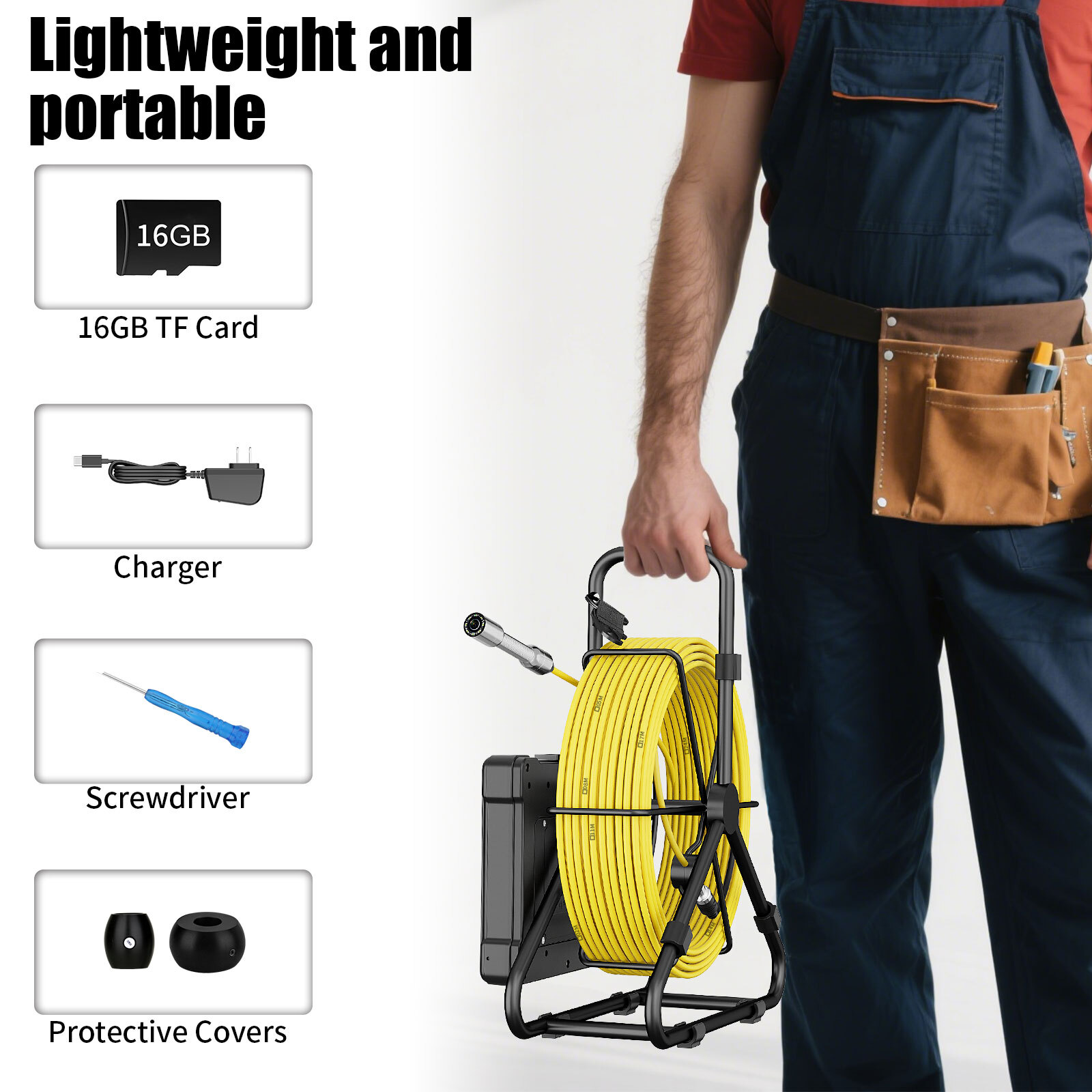 40m 7inch Sewer Camera Pipe Inspection Camera Drain Industrial Endoscope Camera