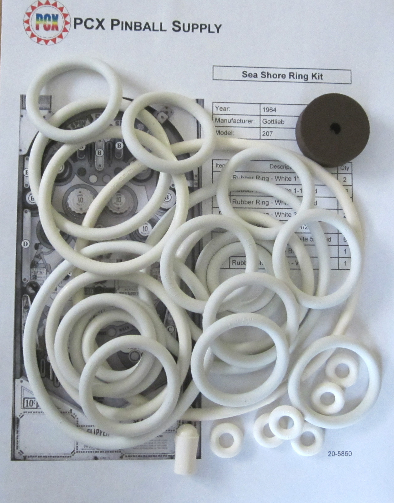 1964 Gottlieb Sea Shore Pinball Machine Rubber Ring Kit