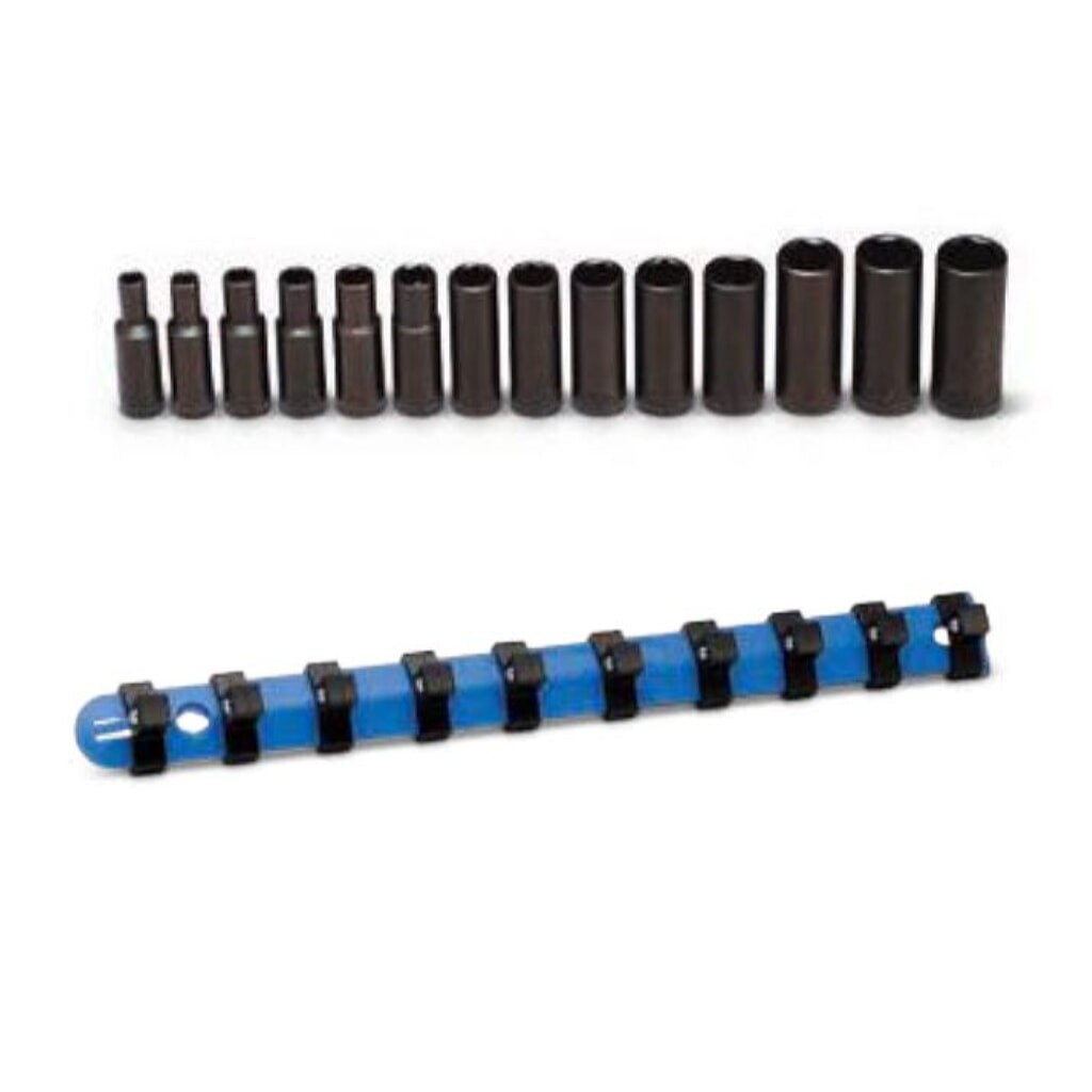 Wright 358 3/8" Drive 14 Piece Deep Impact 6-Pt Socket Set On Clip Rail Metric