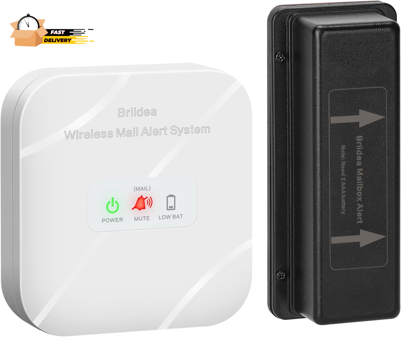 Mailbox Alarm, Wireless, Battery Powered, White, 500Ft Range, LED Flash