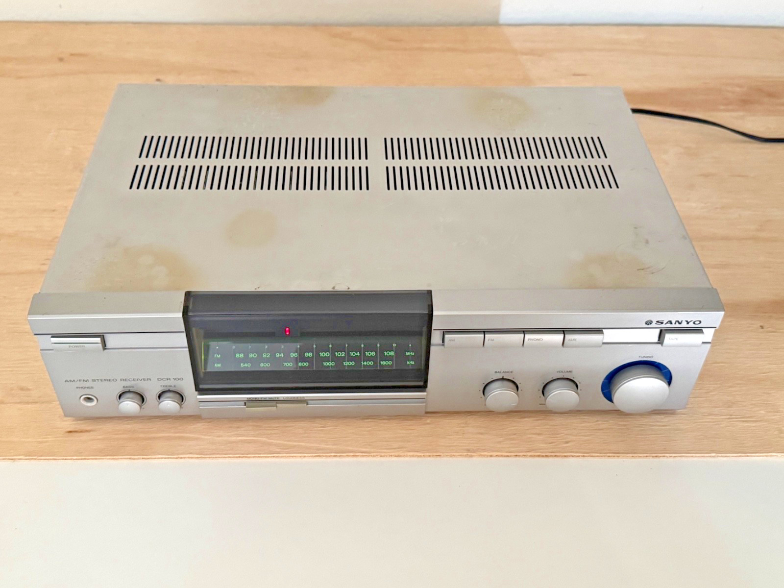 Vintage Sanyo DCR 100 AM/FM Stereo Receiver | Silver | Tested OK | Made in JAPAN