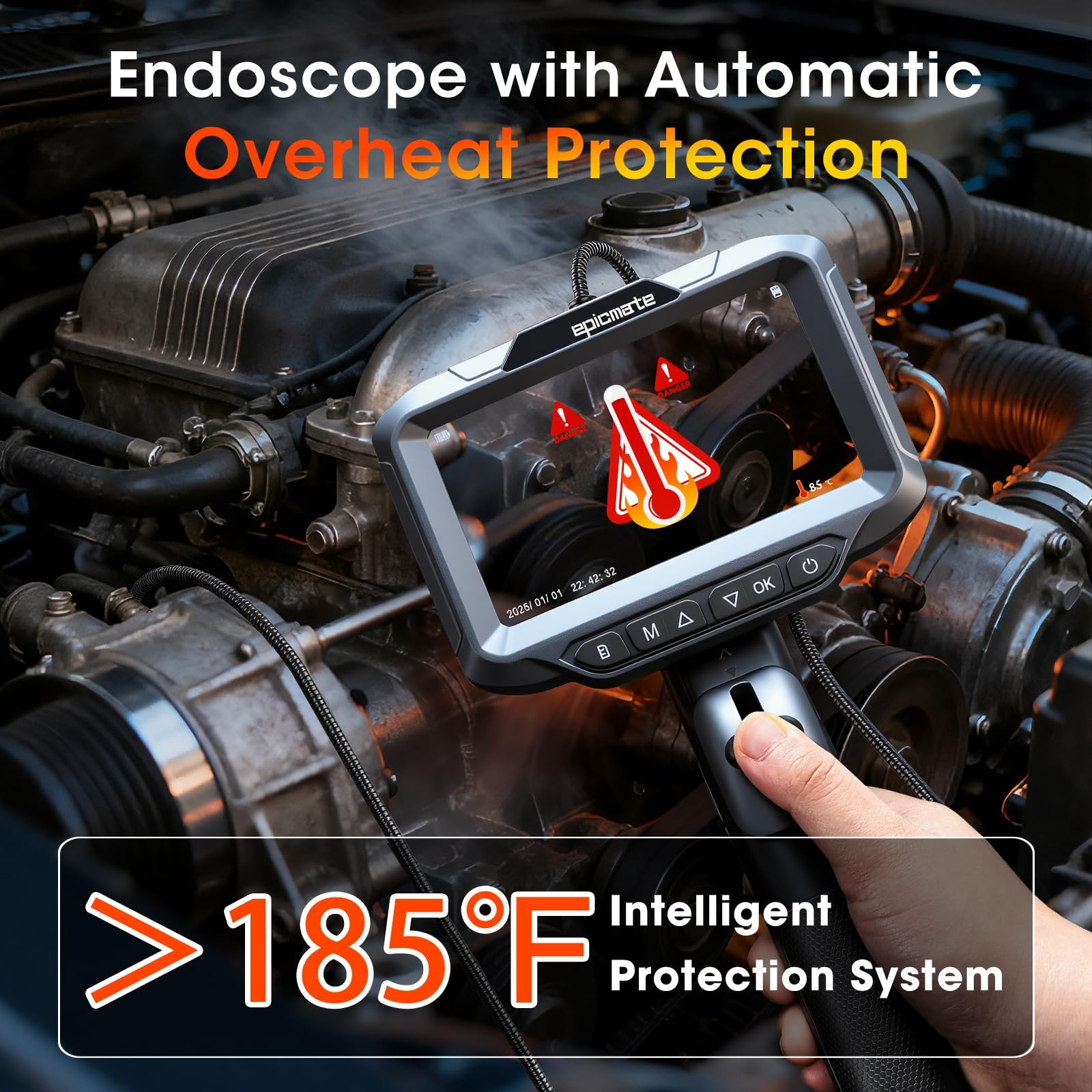 Inspection Camera with Light,1920P HD Industrial Endoscope with 5" IPS Screen...