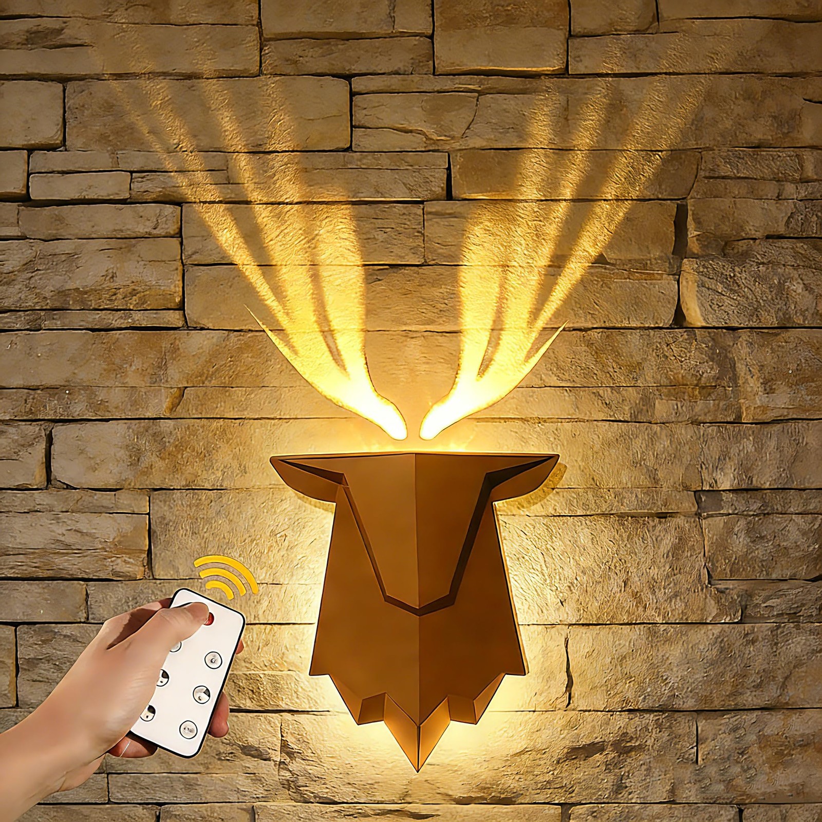 Deer Night Light with Remote Control, Rechargeable Antler Lamp, Dimmable Deer...
