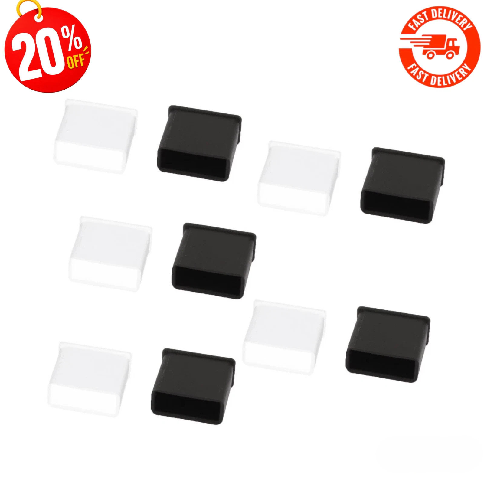 10Pcs USB A Male Anti Dust Cover Cap Black Clear Plastic Plug Protector Case Sea
