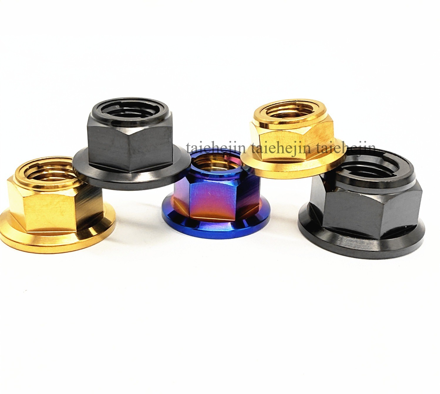 6pcs Titanium Nuts M6 M8 M10 M12 Flange Hex Ti Alloy Nut With Metal Lock Grade 5