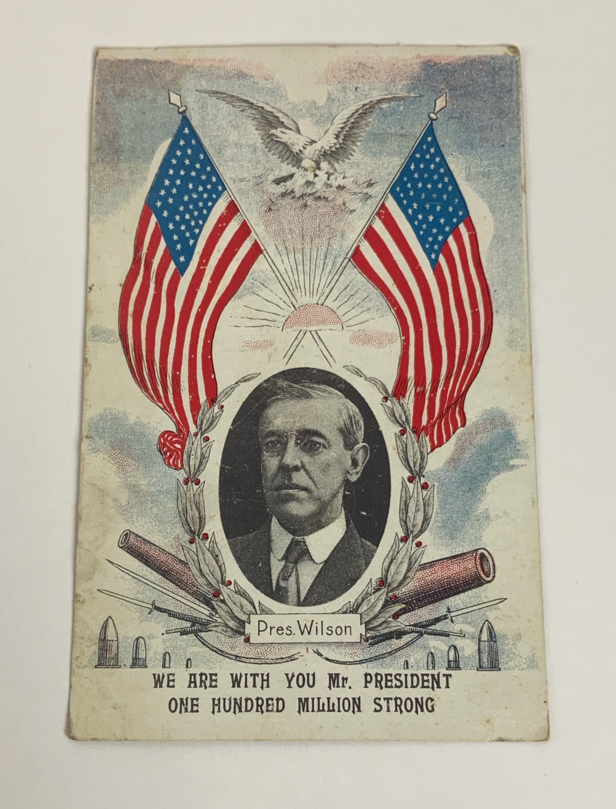 Woodrow Wilson one million strong campaign picture political postcard flags