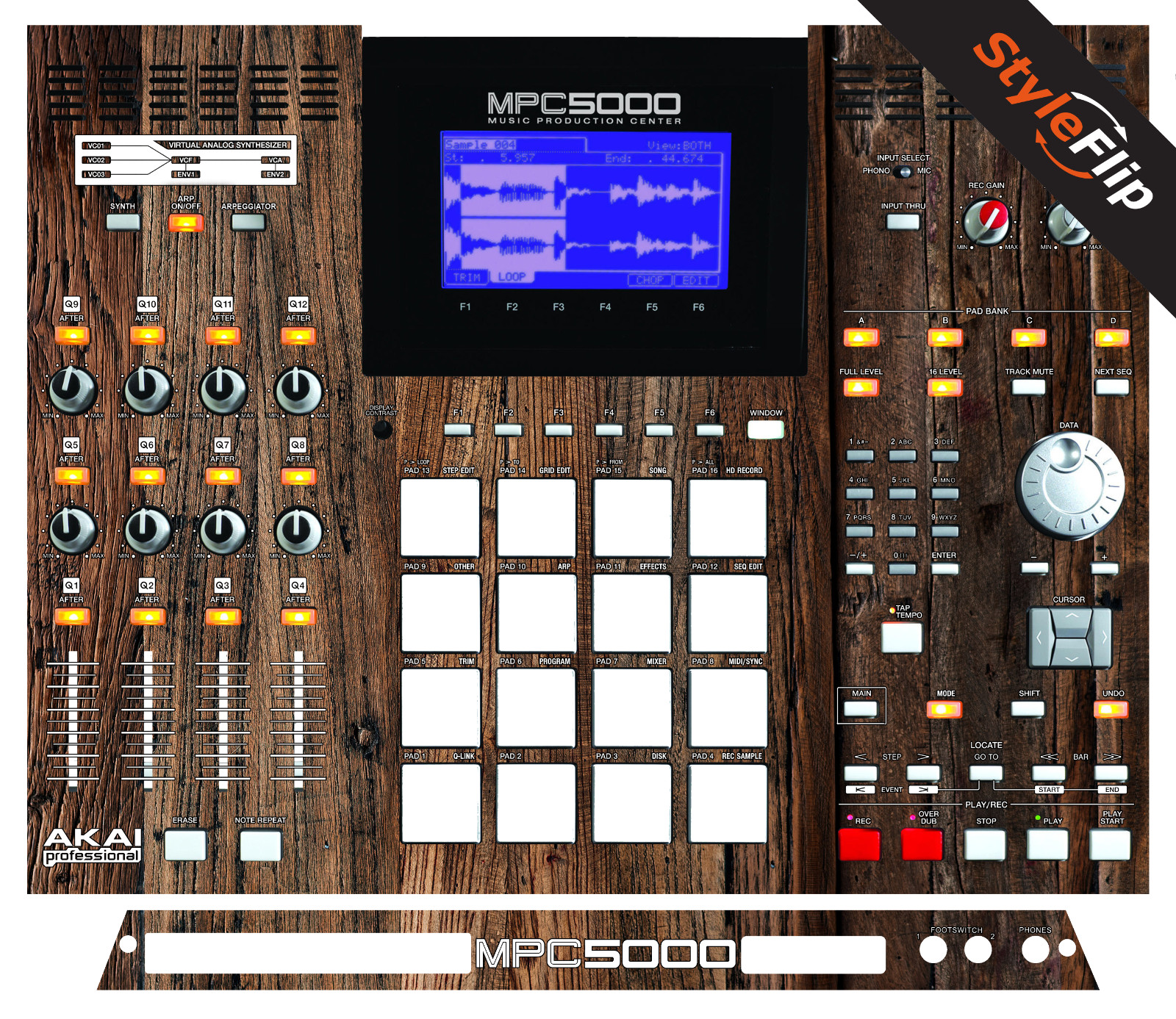 Akai MPC 5000 | Wood 3 | Protective Decal | StyleFlip Skins