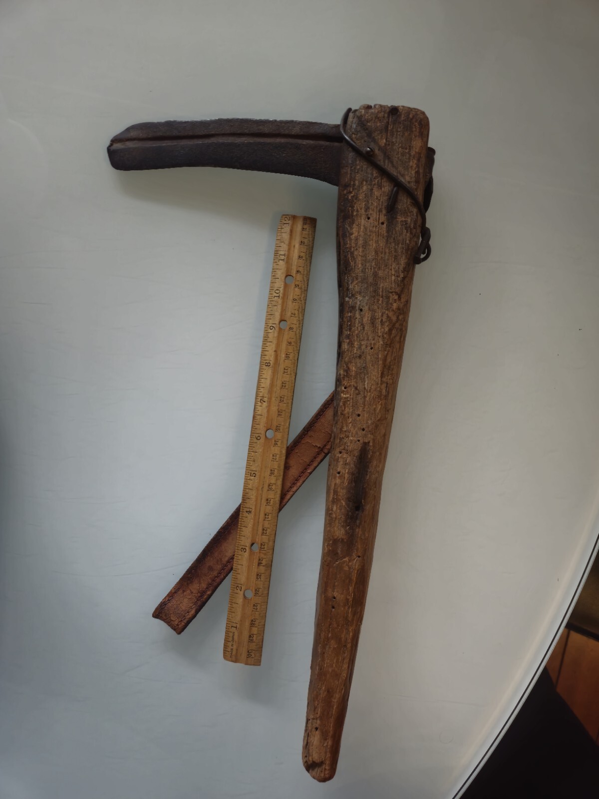 Antique Primitive Wooden Mallet And Sickle Unknown Origin.