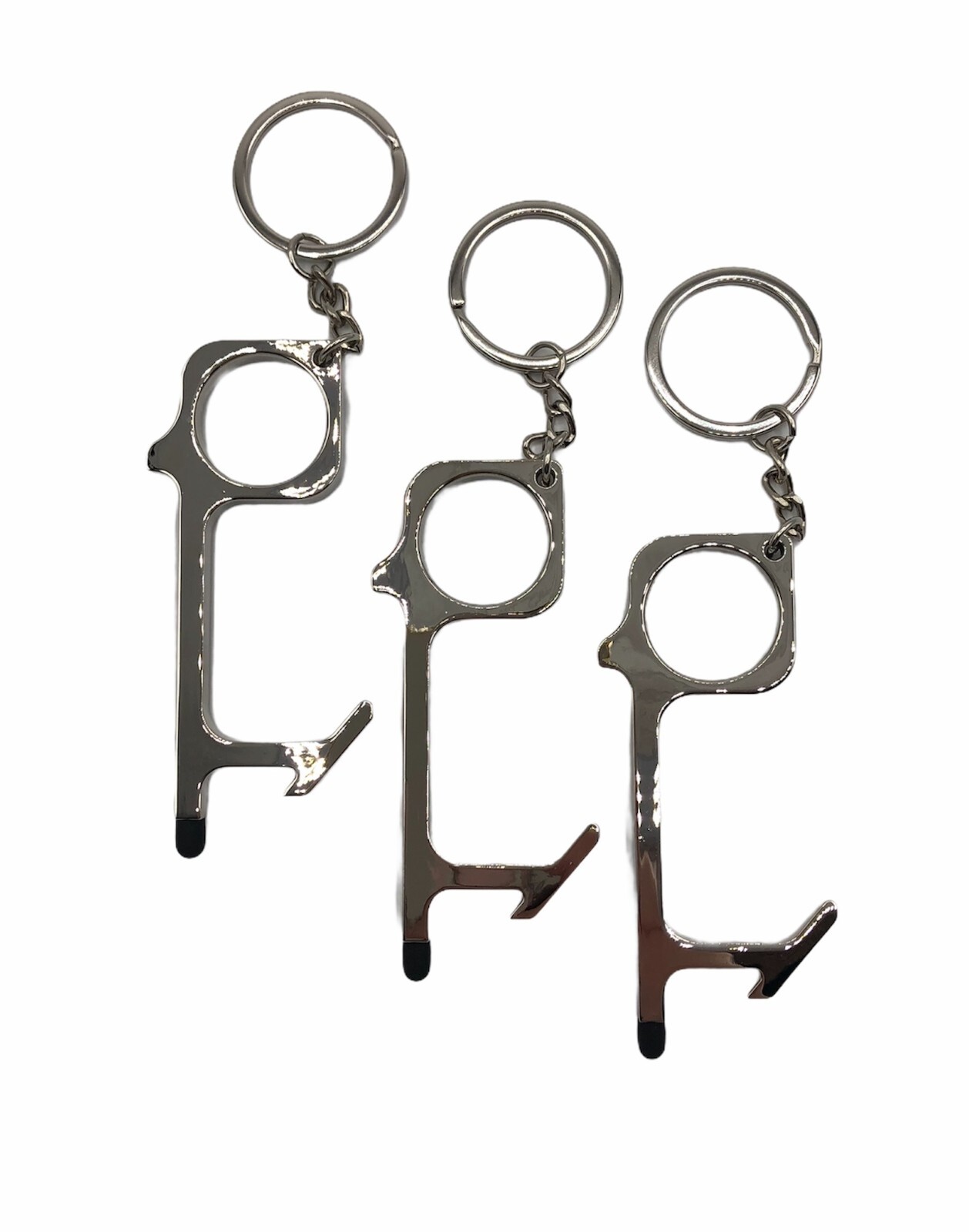 3PK - Contactless Door Opener/Button Pusher No touch tool keychain| Silver