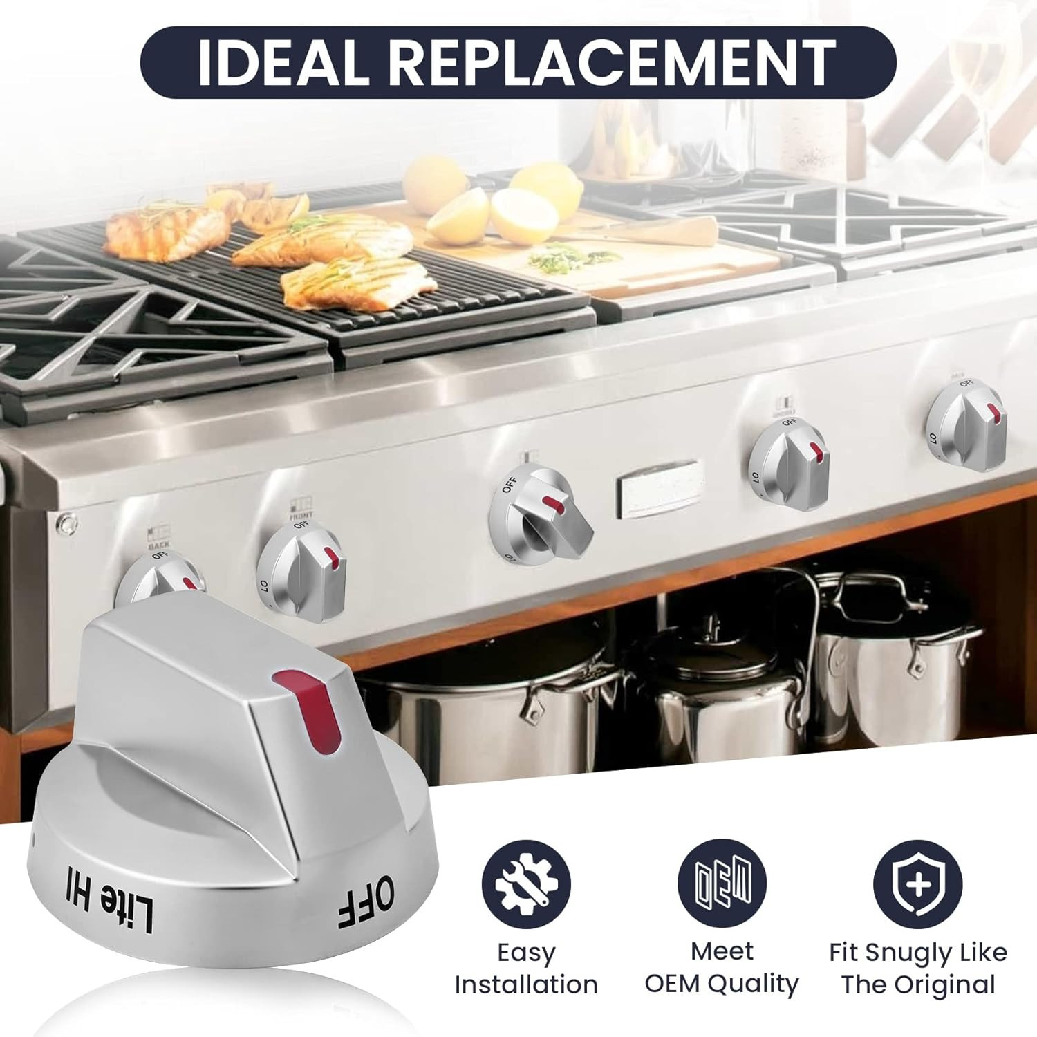 DG94-03955C Samsung NX60A6511SS Knobs Range Oven Knob Replacements, Compatible w