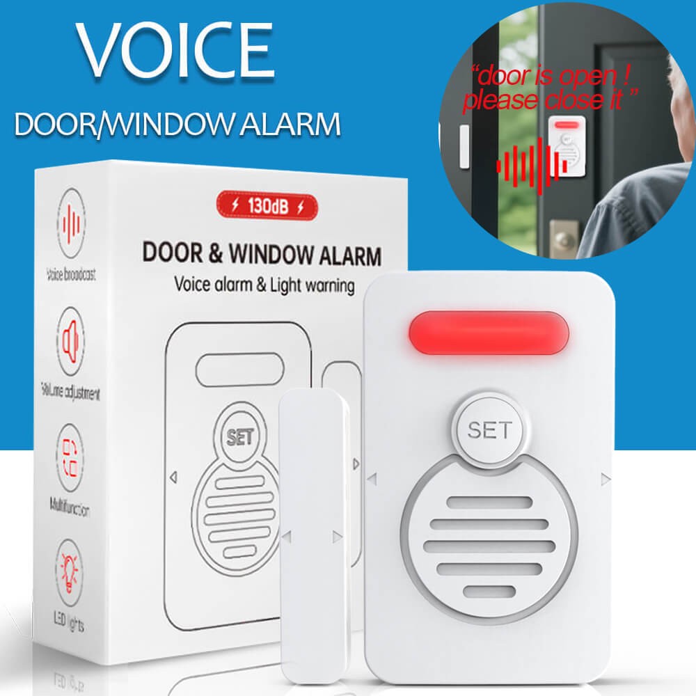 Wireless Door Alarm When Opened Voice Alert Magnetic Sensor Adjustable Volume