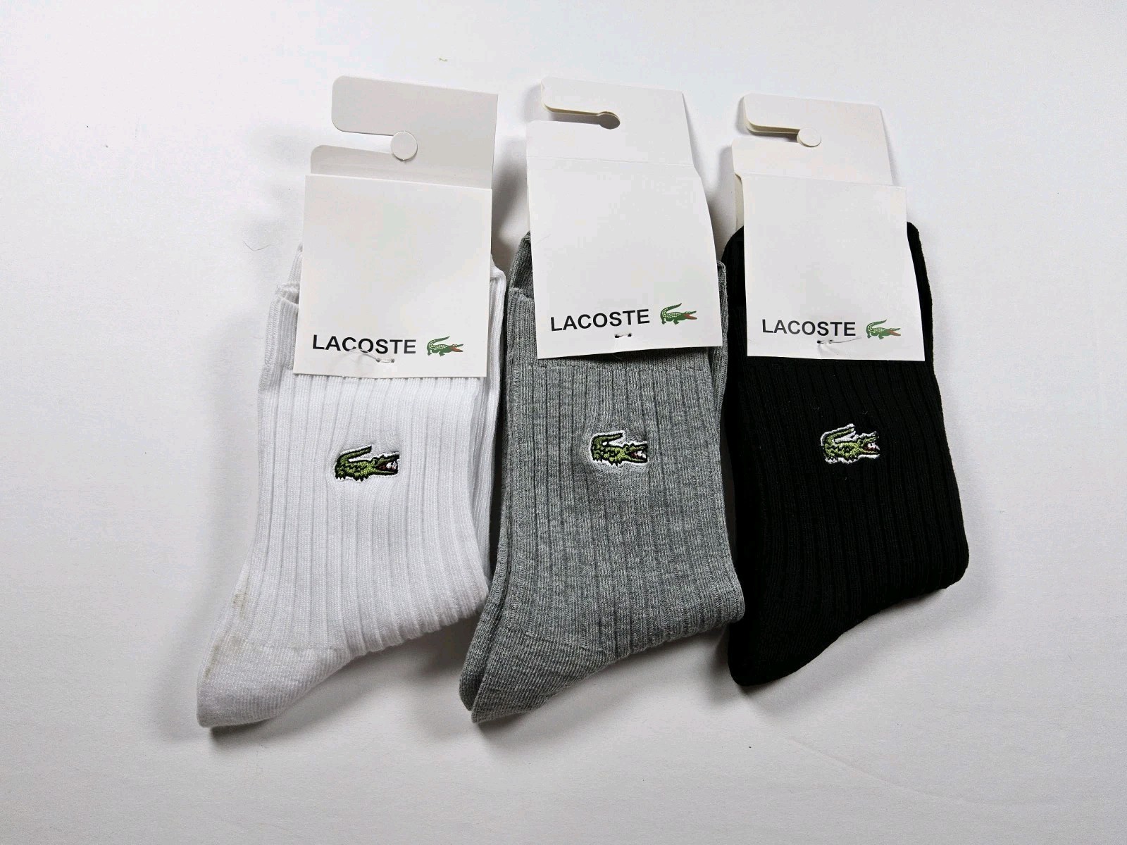 Lacoste Ribbed Lightweight Crew Socks Lot Of 3 Pairs Japan One Size