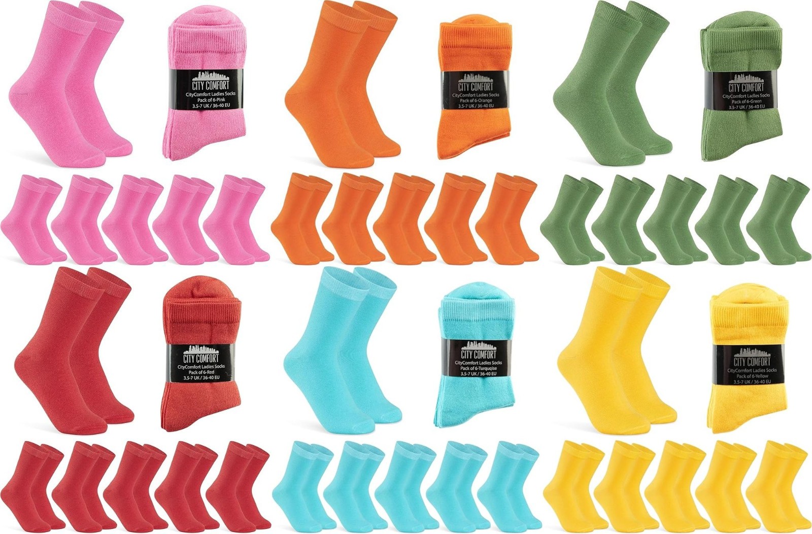 CityComfort Pack of 6 Calf Socks for Women, Soft and Breathable Socks Multipack