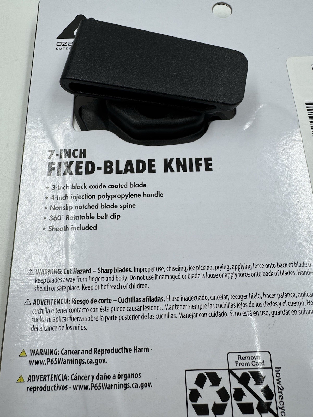 (5) Ozark Trail 7” Fixed Blade Knife w/ Black Polypropylene Handle & Sheath