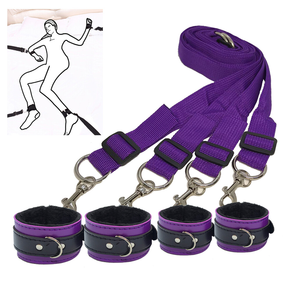 Cozy Feel Bed Restraint Harness Set Bondage Strap Handcuffs Ankle Kit BDSM