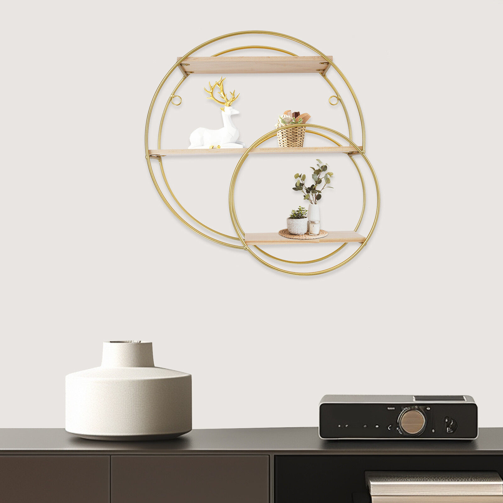 Wall Mounted Circular Storage Rack 10 x 33cm Shelf, 3-tier Storage Display Rack