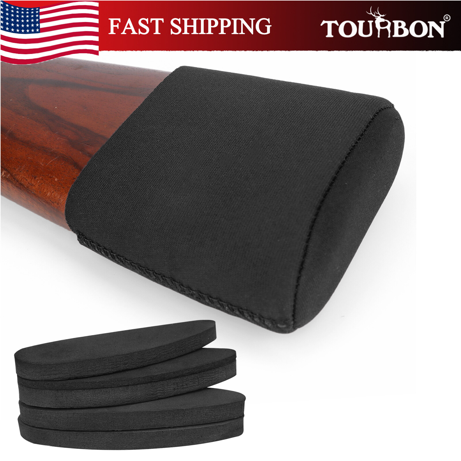 Tourbon Black Hunting Recoil Pad Rifle/Shotgun Buttstock Sleeve Cover Slipon US