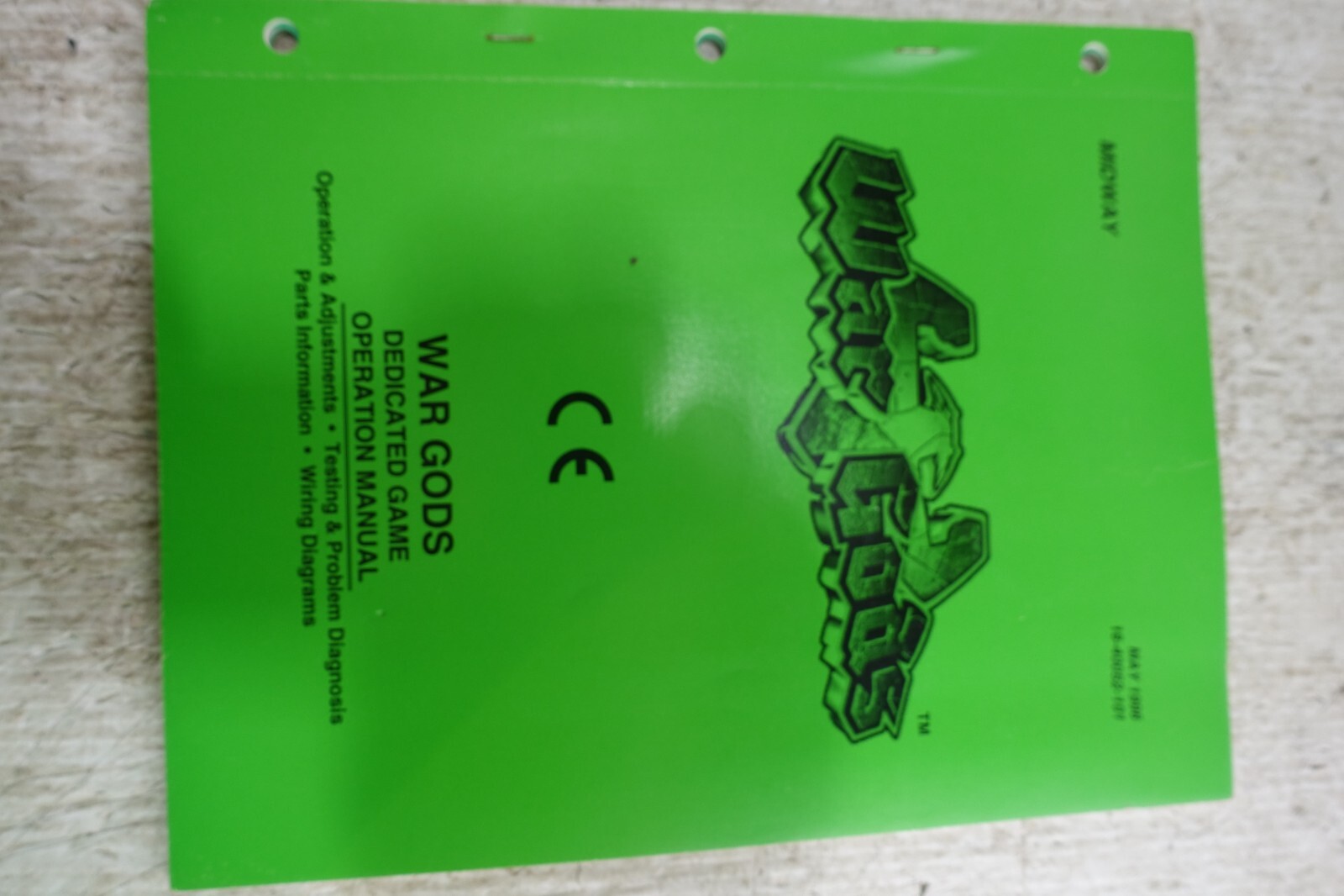 Midway War Gods Arcade factory manual