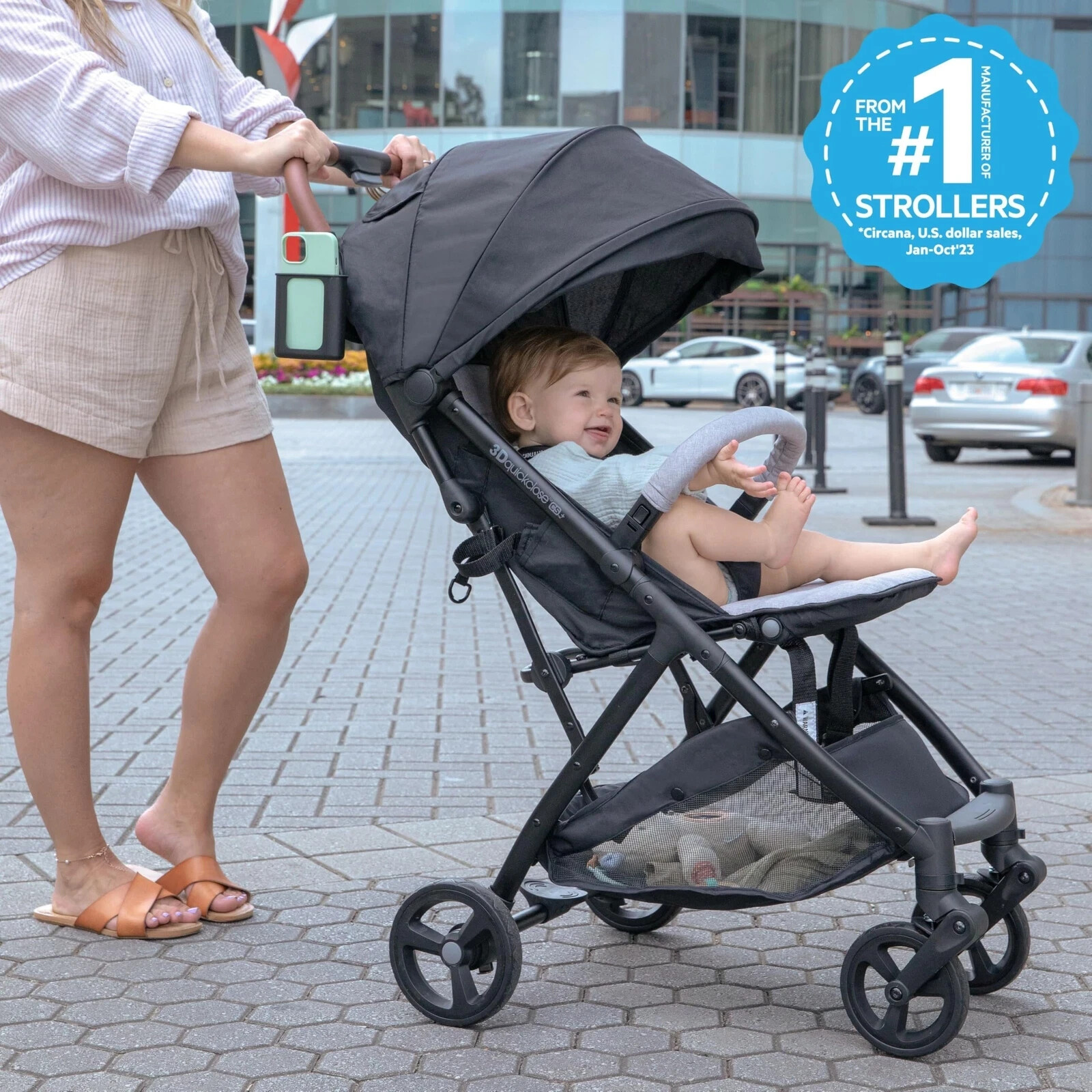 Ingenuity 3Dquickclose CS+ Compact Fold Stroller with Oversized Canopy Gray