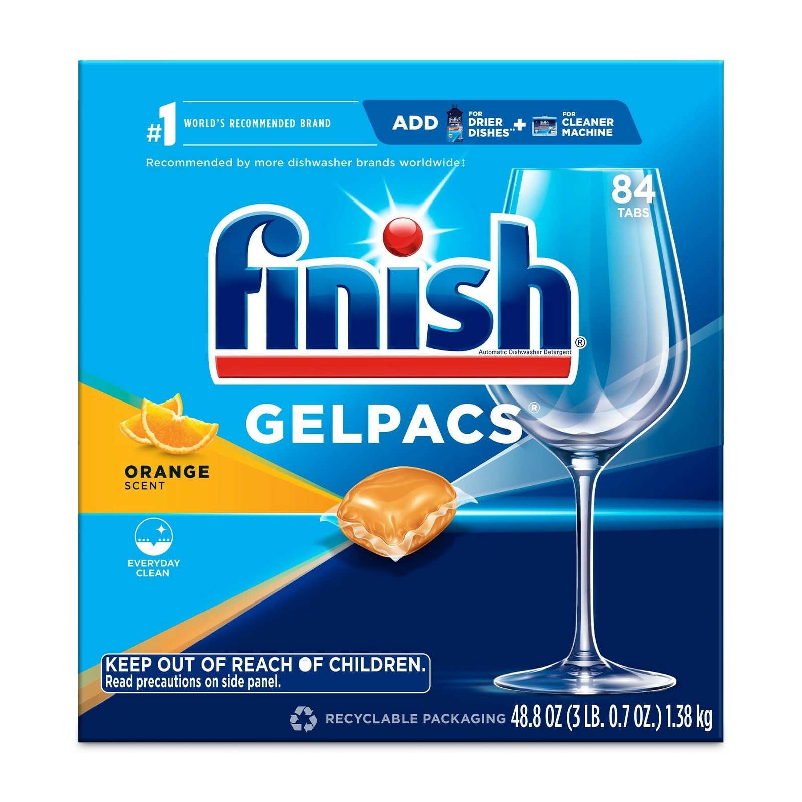 Gelpacs Dishwasher Detergent, Orange Scent, 84 Count