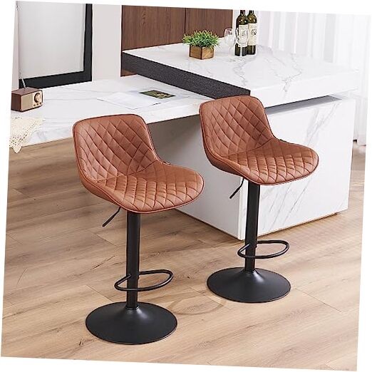 Coffee Bar Stools Set of 2 Adjustable Counter Height Barstools Modern Brown