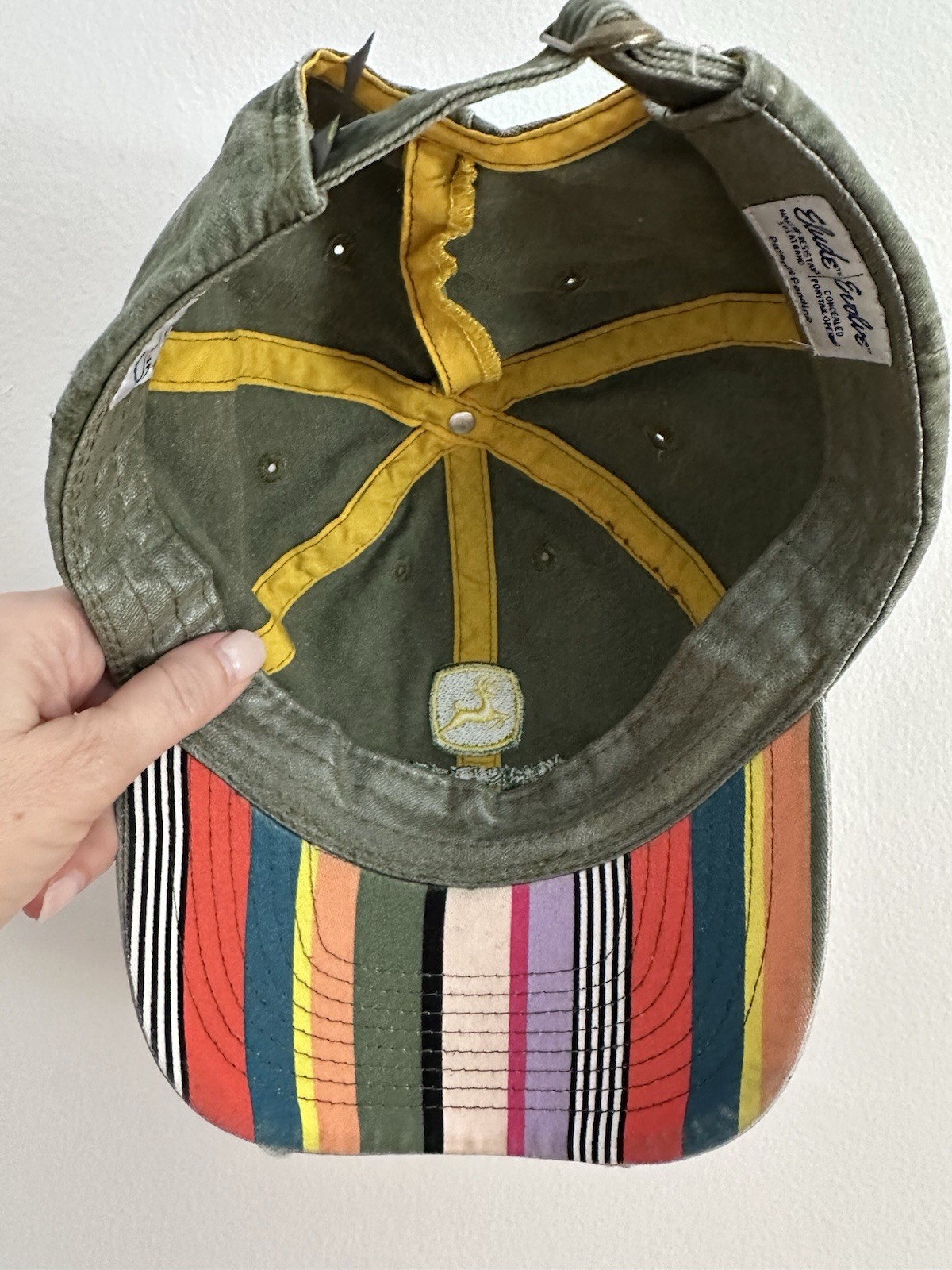 John Deere Women's Evolve Elude Hat Green Distressed Ponytail Makeup Resistant