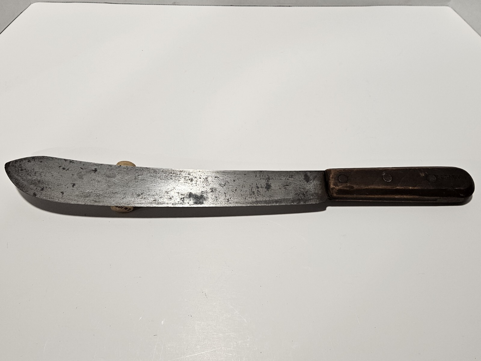 Vintage A A Faraco Service Carbon Steel Butcher Knife 12" Blade Philadelphia PA