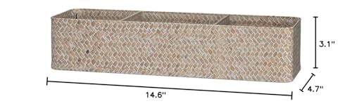 Seagrass Storage Basket 3 Sections Woven Shelf Baskets With Compartment whitewa