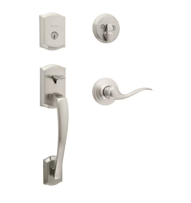 Kwikset Signatures Prescott Satin Nickel 1-Cylinder Keyed Entry Door Handleset
