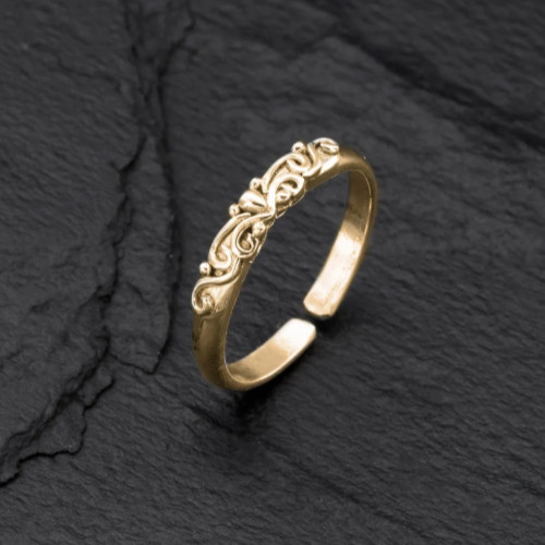Gift For Women's Solid Metal Adjustable Band Toe Ring Yellow Gold Plated Silver