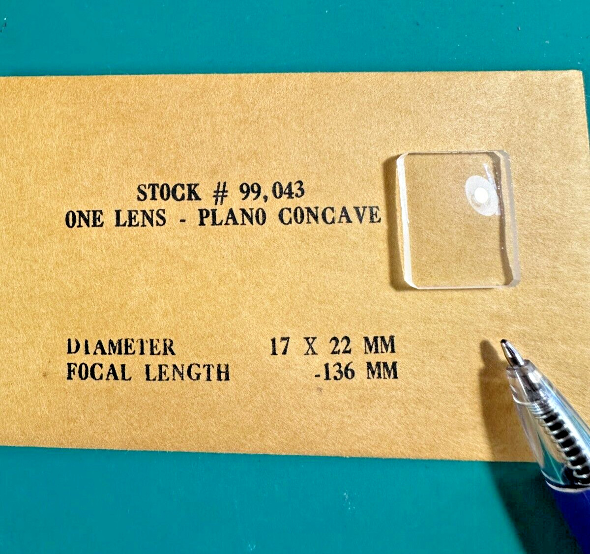 Edmund One Lens Plano Concave 17mm x 22mm Diameter -136mm Focal Length
