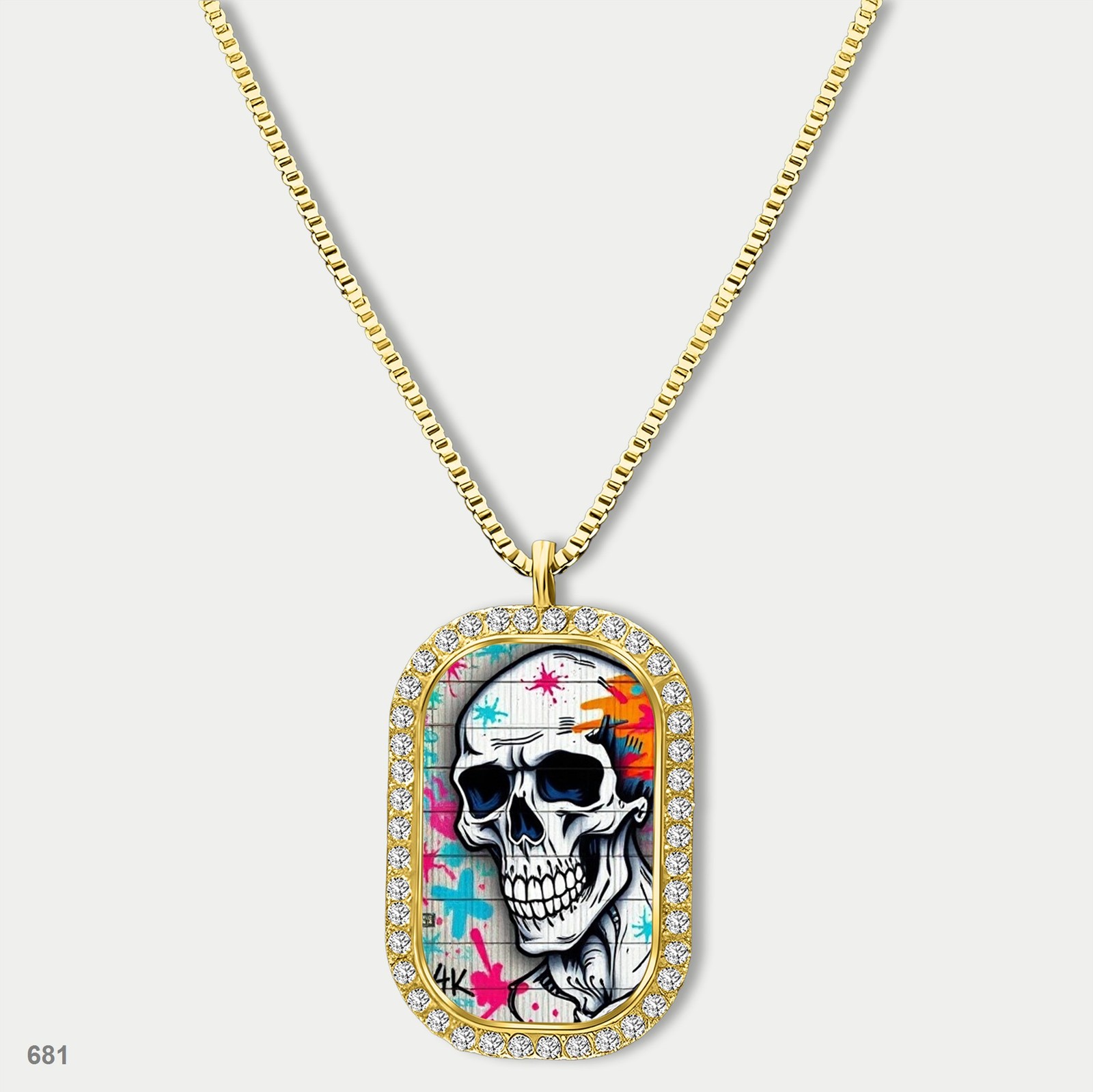 Gorgeous Skeleton Graffiti Skull Fashion Pendant Necklace Chain Image Dog Tag Ch