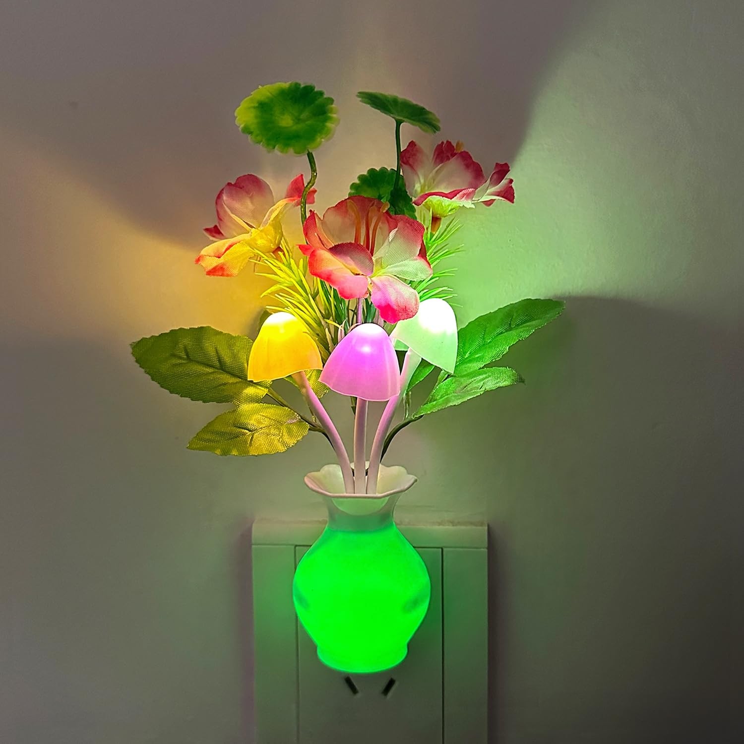 Sensor LED Night Light Color Changing Flower Night Light Plug in Wall Based