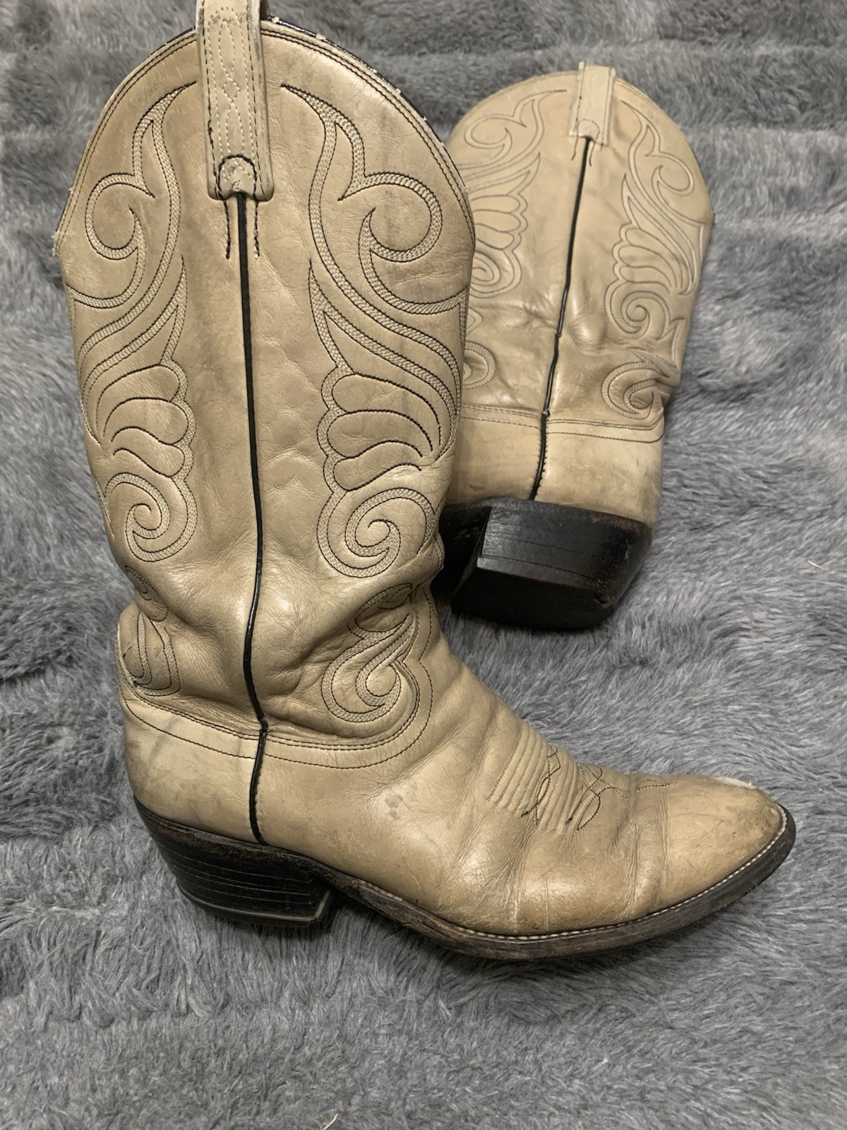 10 B Dan Post Classic Vintage Western Beige Leather Cowboy Rodeo Boots