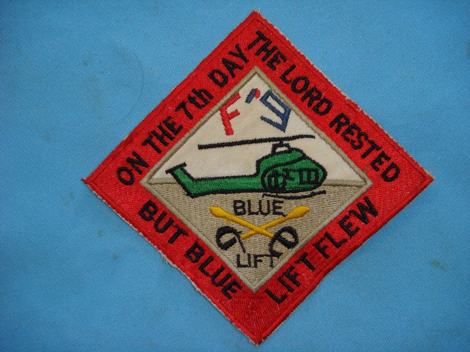 VIETNAM WAR PATCH,  US F TROOP  9th CAVALRY REGIMENT  BLUE LIFT PLATOON