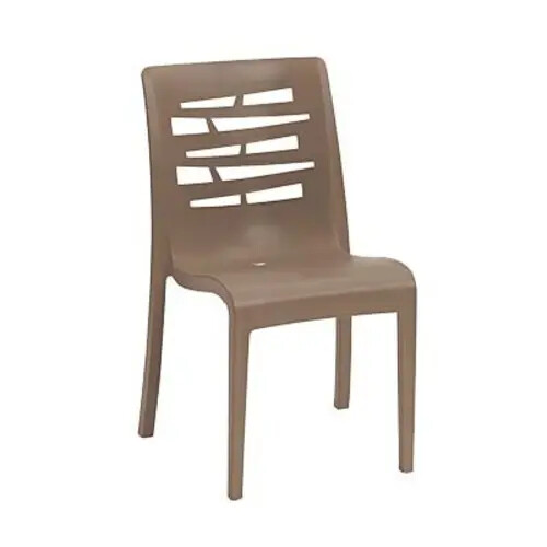 Grosfillex US218181 Essenza Taupe Resin Outdoor Stacking Side Chair - 16 Per Set
