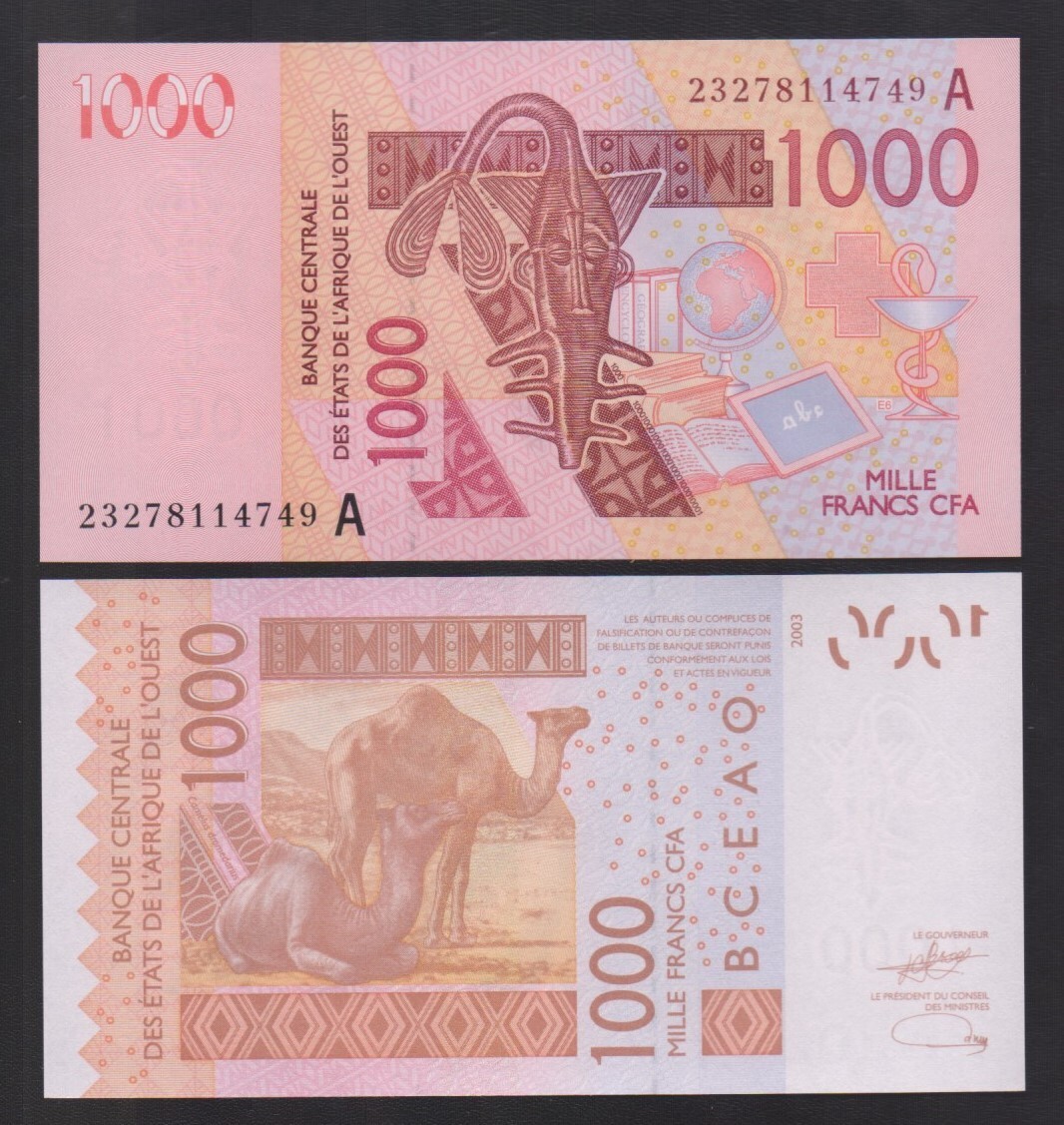 WEST AFRICAN STATES: B121Aw P#115Aw 1000 Francs 2023 Ivory Coast A UNC Banknote.