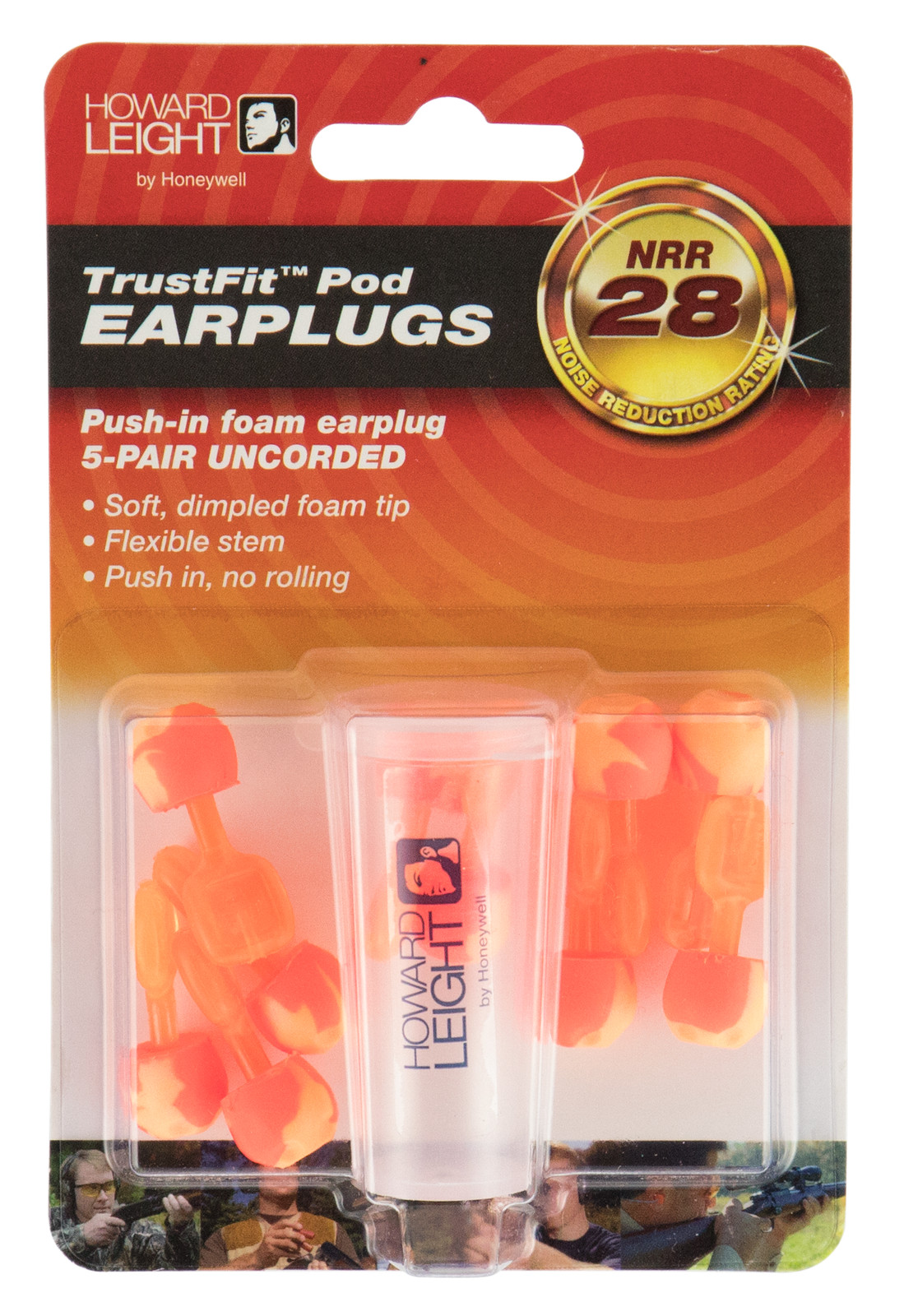 Howard Leight R02236 TrustFit Pod Earplugs Foam 28 dB In Ear Orange Adult 5 Pair