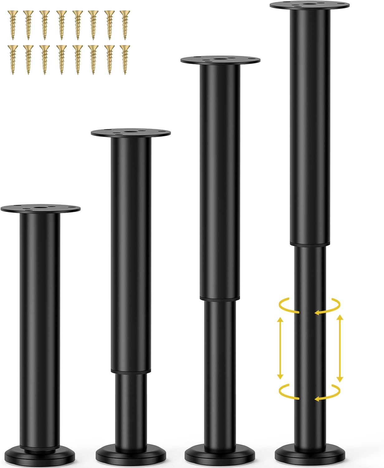 4 Pcs Adjustable Bed Center Support Legs 10-17 inch for Bed Frame/Bed Center Sla