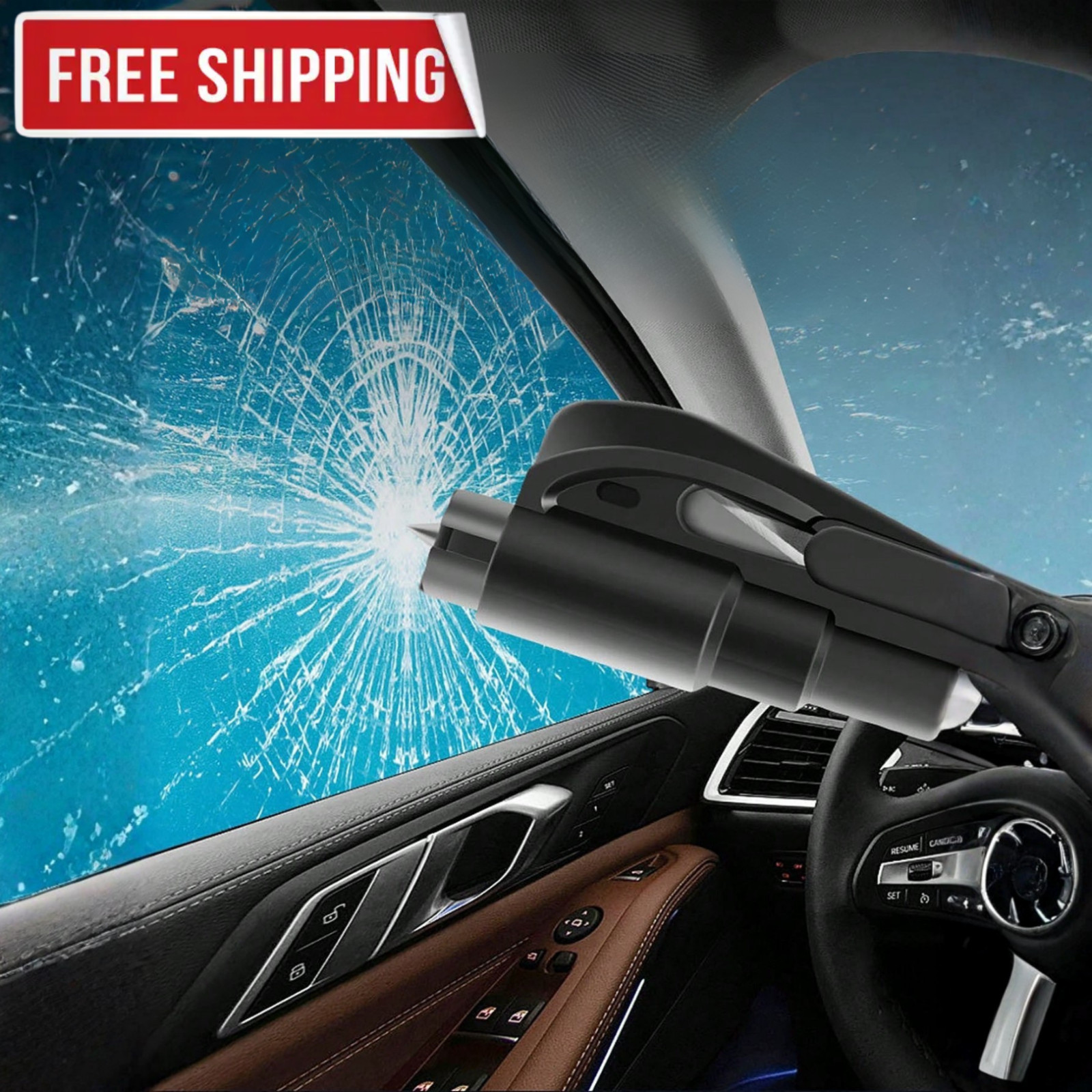 Keychain Glass Breaker Seat Belt Cutter Car Window Punch Emergency Escape Tool