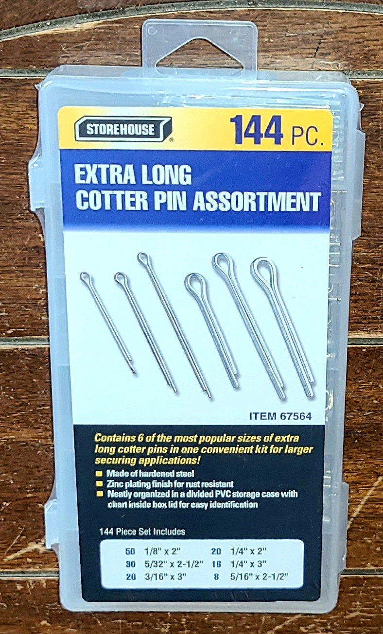 Storehouse 144pc. Extra Long Cotter Pin Assortment Pack with Case! #67564