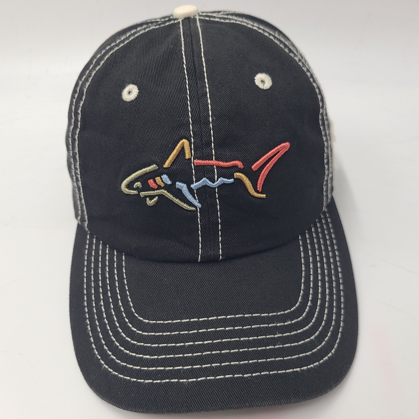 Greg Norman Hat Adjustable Black Golf Shark Logo Casual Wear Cotton Dad Men