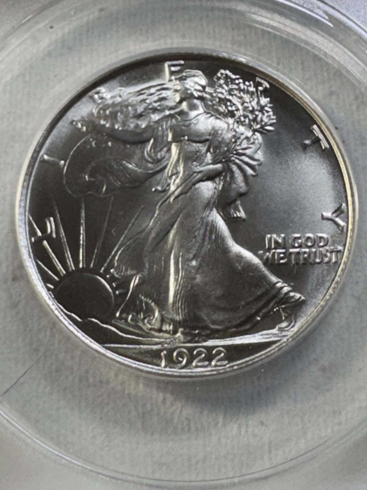 1922-D Dan Carr Walking Liberty O/S on a Walking Liberty Graded MS 69 by ANACS