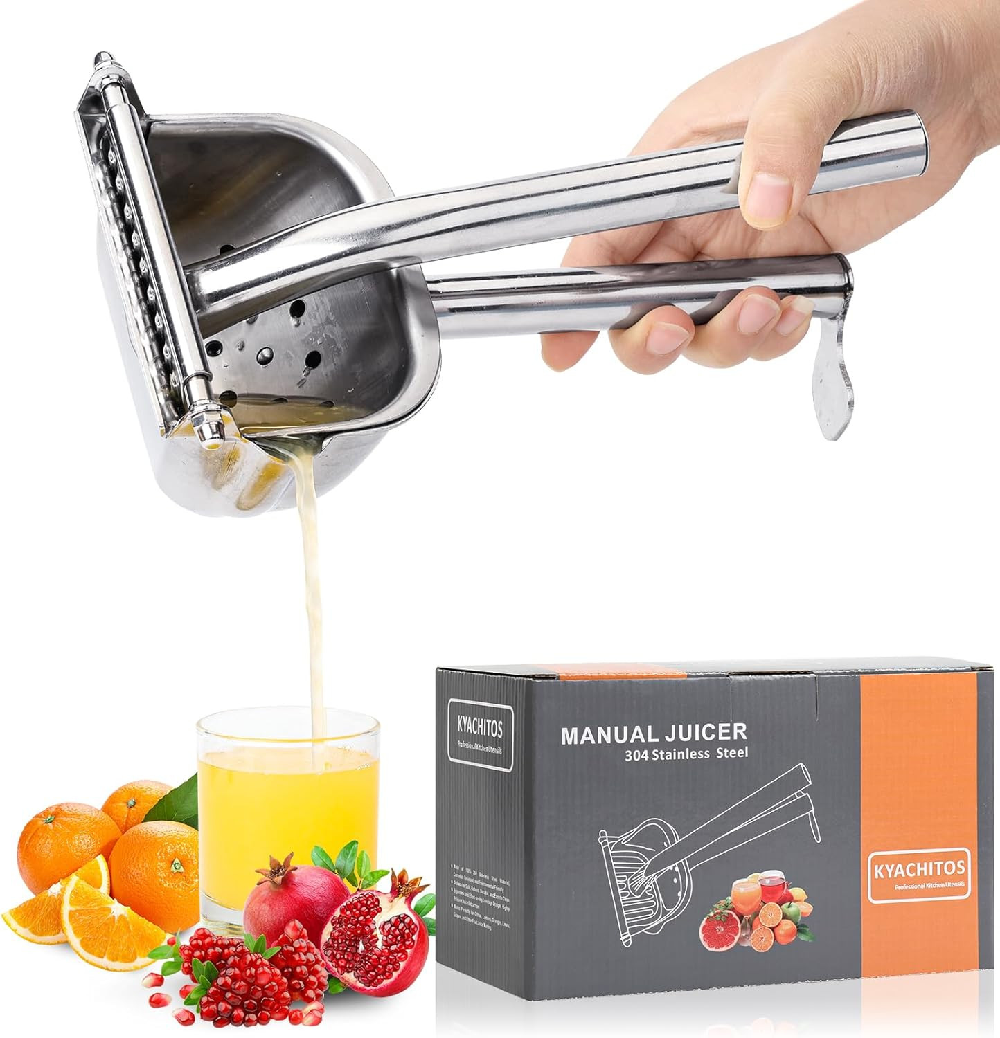 Large Lemon Squeezer, 304 Stainless Steel Citrus Juicer, Heavy duty Manual Juice