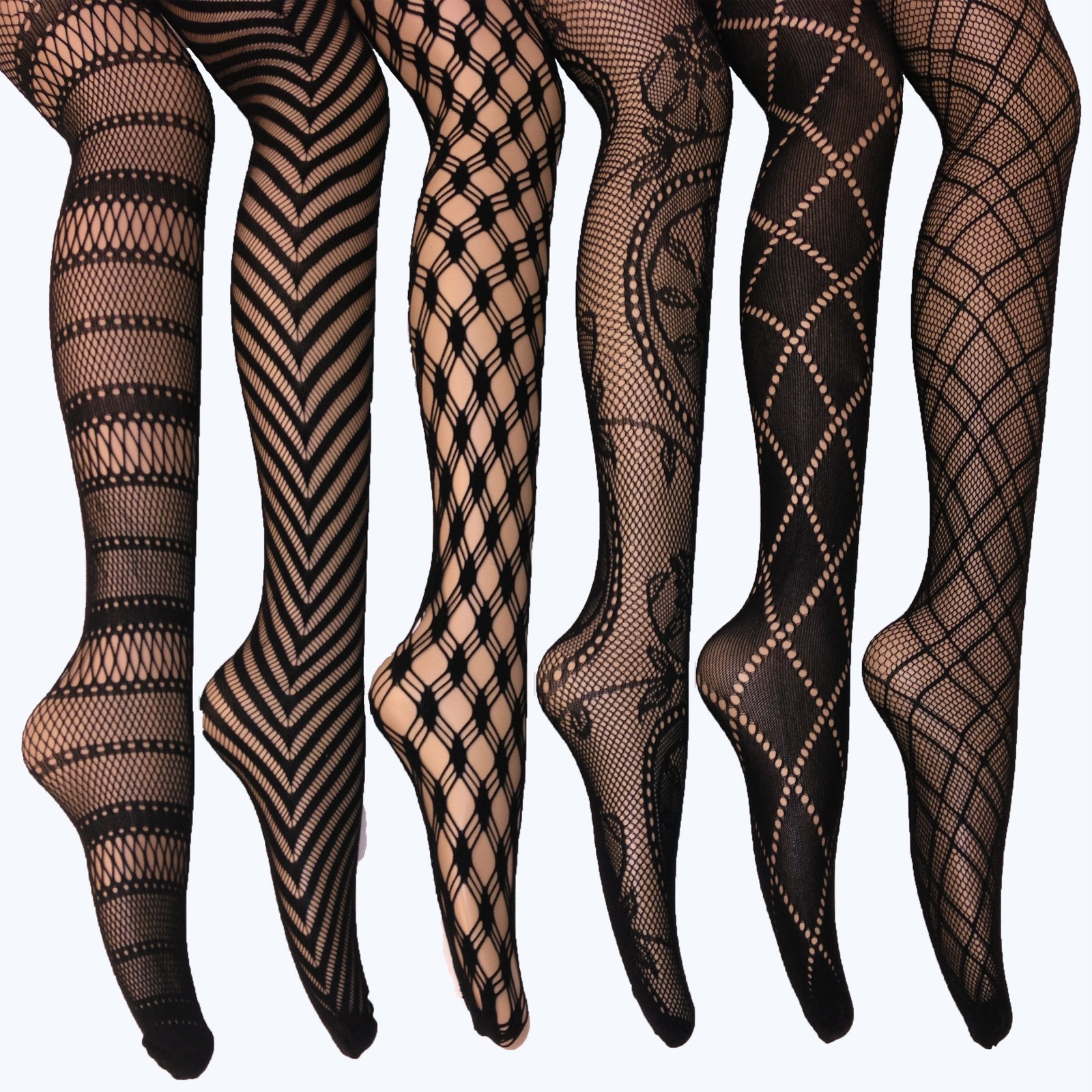 6 Pairs Women's Ladies High Waist Sexy Pantyhose Fishnet Lace Tights Stockings