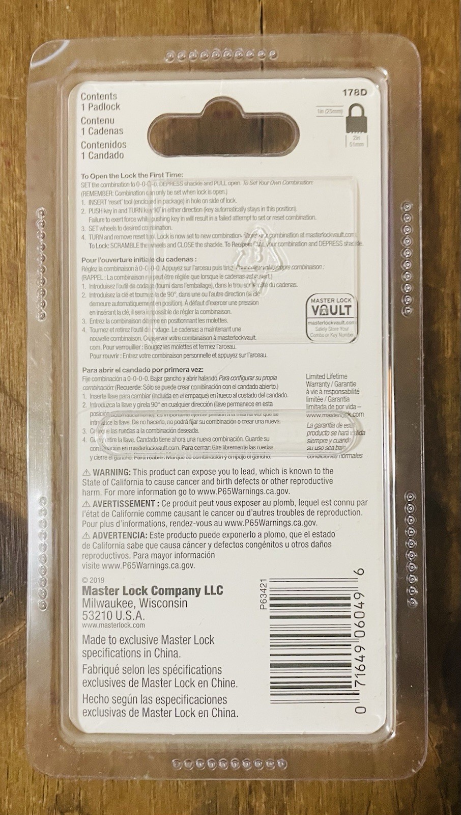 MASTER LOCK ES178D Black Tough Under Fire - 4 Number - Combination Padlock - NEW