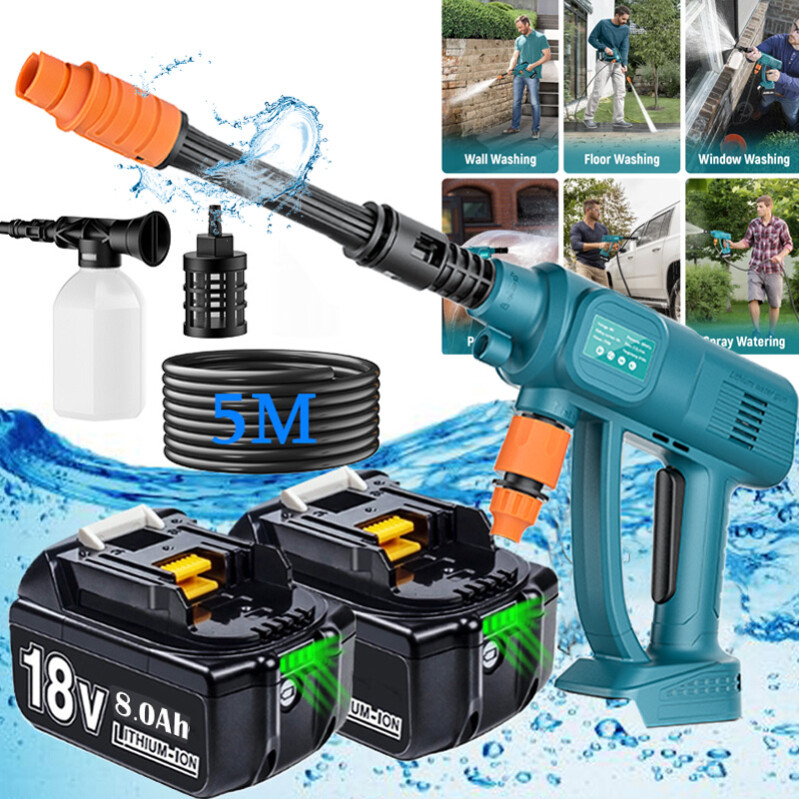 6-in-1 Cordless Car High Pressure Washer Gun Jet Water Cleaner For Makita 18V