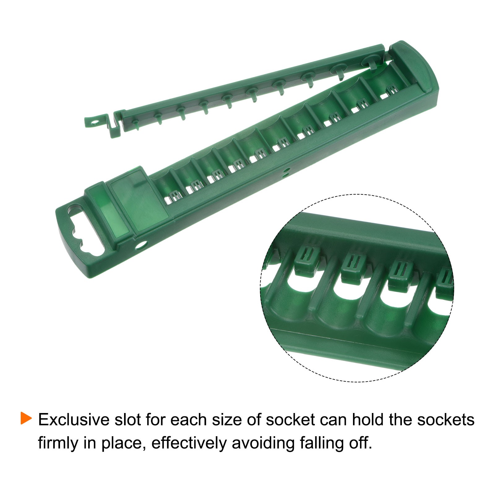 2pcs Socket Organizer 1/4" Drive 10 Slots Portable Shallow Socket Rail Holder